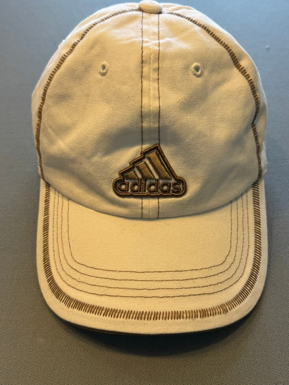 Adidas Baseball Cap Hat White Brown Contrast Stitch Logo Adjustable One Size